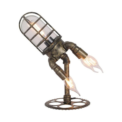 Steampunk Rocket Desk Lamp – Vintage Industrial Night Light